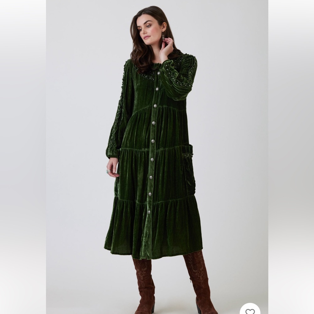 Double D Ranch Speaks with Elders velvet studded dress custom concho RTL $595 XS